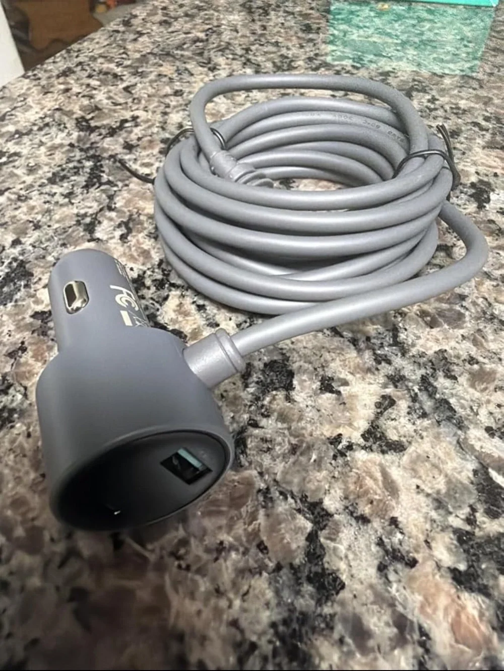 3-Port Black Car USB Charger with Dual USB-C and USB-A